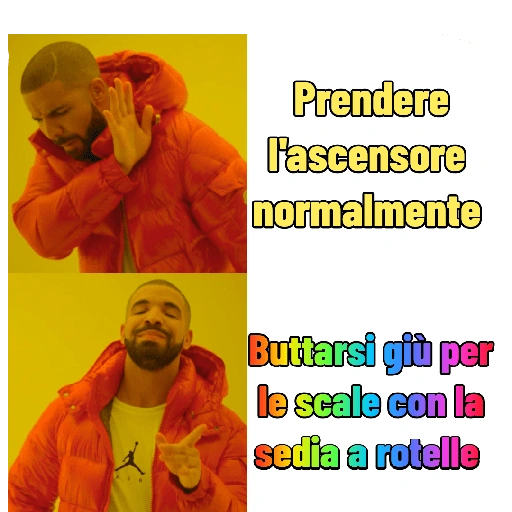 Prendere l'ascensore normalmente Buttarsi giù per le scale (yk9vqn58pz)
