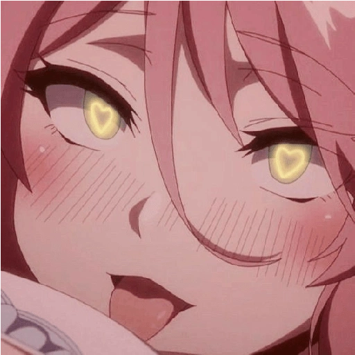 وجوه أنمي: احمرار وعيون قلبية (sht9b3mdcm)