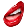 شفاه حمراء لامعة
