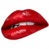 شفاه حمراء لامعة