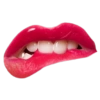 شفاه حمراء لامعة