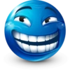 أزرق مبتسم عريضاً